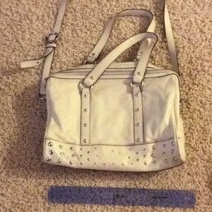 Cream Coach Leather Purse w/silver studs & strap